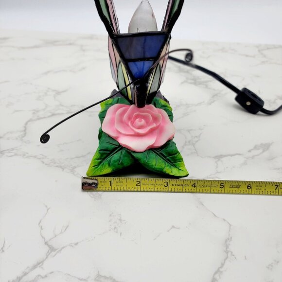 Tiffany Style Stained Glass Butterfly Night Light Table Accent Lamp On Off Switc - Picture 8 of 8